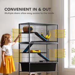 PawHut 5 Levels Rolling Small Animal Cage with Non Slip Cloth Covered Ramps - Additional view 5