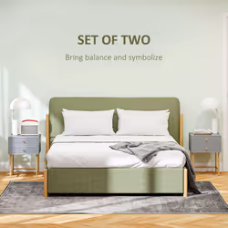 HOMCOM Bedside Tables Set of 2 with 2 Drawers for Bedroom, Grey