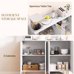 HOMCOM Sideboard Buffet Cabinet with Adjustable Shelves, White