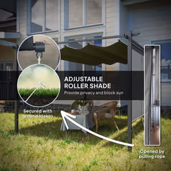 Outsunny 3 x 4m Metal Pergola with Retractable Roof and Roller Shade, Grey