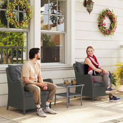 Outsunny 2 Pieces Rattan Garden Chairs, Cushioned Rattan Chairs, Dark Grey