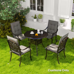 Outsunny Set of 4 Garden Chair Cushions, Outdoor Seat Pads - Grey