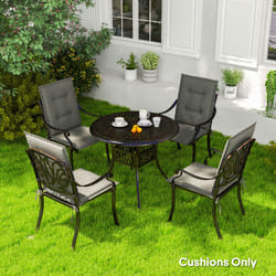 Outsunny Set of 4 Garden Chair Cushions, Outdoor Seat Pads - Grey