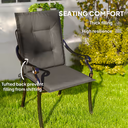 Outsunny Set of 4 Garden Chair Cushions, Outdoor Seat Pads - Grey