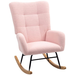 HOMCOM Rocking Chair, Modern Armchair with Backrest for Bedroom, Light Pink