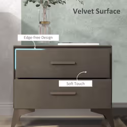 HOMCOM 2 Drawer Chest of Drawers, Fabric Dresser with Steel Frame, Brown