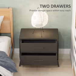 HOMCOM 2 Drawer Chest of Drawers, Fabric Dresser with Steel Frame, Brown