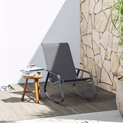 Outsunny Garden Rocking Chair with Armrests, High Back, Grey
