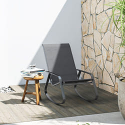 Outsunny Garden Rocking Chair with Armrests, High Back, Grey