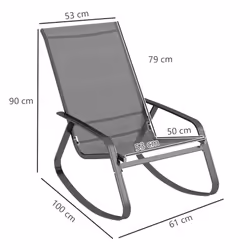 Outsunny Garden Rocking Chair with Armrests, High Back, Grey