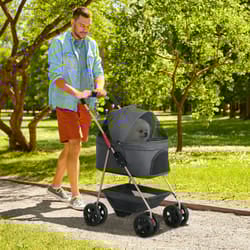PawHut 3-in-1 Pet stroller with Detachable Carrier for Mini Dogs, Grey