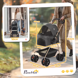 PawHut 3-in-1 Pet stroller with Detachable Carrier for Mini Dogs, Grey