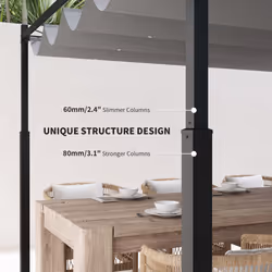 Outsunny 3 x 3(m) Pergola with Retractable Roof, 80mm Metal Column, Grey