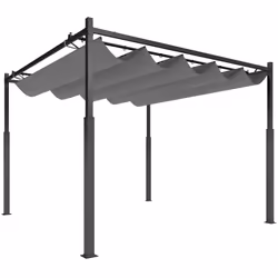 Outsunny 3 x 3(m) Pergola with Retractable Roof, 80mm Metal Column, Grey - Additional view 8