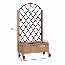Outsunny Pack of 2 Wooden Raised Bed, Outdoor Planter Box w/ Metal Trellis