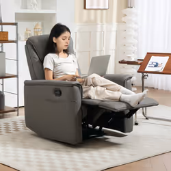 HOMCOM Recliner Armchair with Spring Cushion Adjustable Leg Rest Light Grey