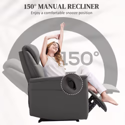 HOMCOM Recliner Armchair with Spring Cushion Adjustable Leg Rest Light Grey
