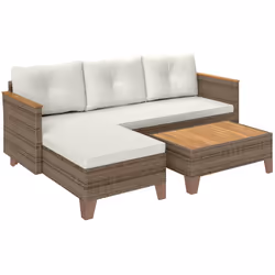 Outsunny L Shaped Garden Conversation Chaise Lounge Furniture, Cream