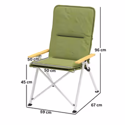 Outsunny Padded Camp Chair Outdoor High Back Folding Recliner with Bag Green