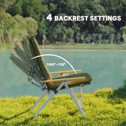 Outsunny Padded Camp Chair Outdoor High Back Folding Recliner with Bag Green