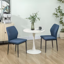 HOMCOM Set of 2 Dining Chairs with Curved Back Padded Seat for Kitchen Blue