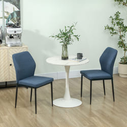 HOMCOM Set of 2 Dining Chairs with Curved Back Padded Seat for Kitchen Blue
