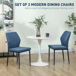 HOMCOM Set of 2 Dining Chairs with Curved Back Padded Seat for Kitchen Blue