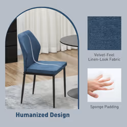 HOMCOM Set of 2 Dining Chairs with Curved Back Padded Seat for Kitchen Blue