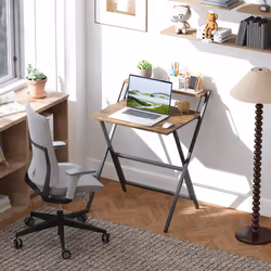 HOMCOM 70 cm Folding Computer Desk for Small Spaces Bedroom - Brown
