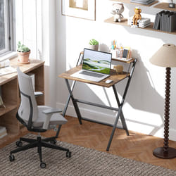 HOMCOM 70 cm Folding Computer Desk for Small Spaces Bedroom - Brown