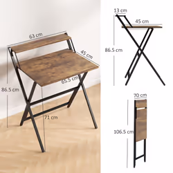 HOMCOM 70 cm Folding Computer Desk for Small Spaces Bedroom - Brown