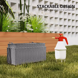 Outsunny Set of 2 Hanging Flower Boxes, 50 cm Long, Rattan Look, Grey