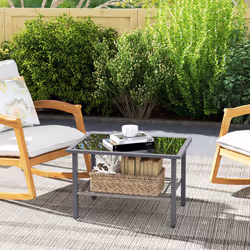 Outsunny Outdoor Rattan Coffee Table, Rectangular Tea Side Table, Mixed-grey - Additional view 6