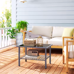 Outsunny Outdoor Rattan Coffee Table, Rectangular Tea Side Table, Mixed-grey - Additional view 8