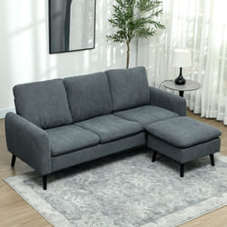 HOMCOM 3 Seater Corner Sofa Couch Settee with Chaise Lounge, Charcoal Grey