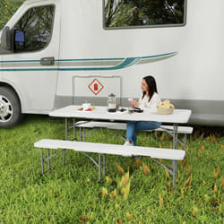 Outsunny 3 Piece Folding Picnic Table and Bench Set with Handles, White
