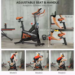 SPORTNOW Quiet Stationary Exercise Bike with Adjustable Seat, Black