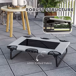 PawHut Raised Dog Bed with Breathable Mesh for S & M Dogs, Light Grey - Additional view 4