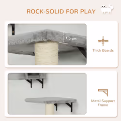 PawHut 6-Piece Cat Wall Shelves Set, Cat Wall Furniture with Condo, Grey - Additional view 5
