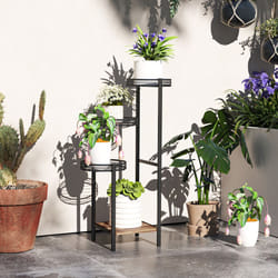 Outsunny 4 Tiered Plant Pot Stand, Metal Plant Shelf for Living Room