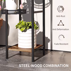 Outsunny 4 Tiered Plant Pot Stand, Metal Plant Shelf for Living Room