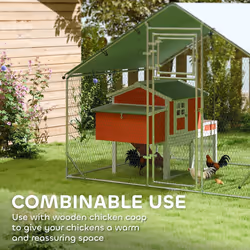 PawHut Walk-in Chicken Run w/ Cover, Hanging Feeder Perch, for 6-8 Poultry - Additional view 5