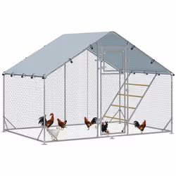 PawHut Walk-in Chicken Run w/ Cover, Hanging Feeder Perch, for 6-8 Poultry - Additional view 7