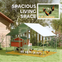 PawHut Walk-in Chicken Run w/ Cover, Hanging Feeder Perch, for 6-8 Poultry - Additional view 8