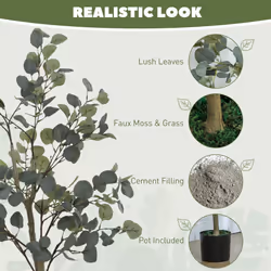HOMCOM Artificial Plant, Faux Silk Eucalyptus Tree, 150cm