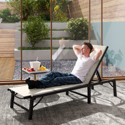 Outsunny Folding Sun Lounger, 5-Position Adjustable Bed, Khaki