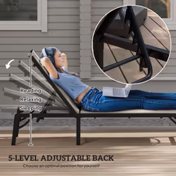 Outsunny Folding Sun Lounger, 5-Position Adjustable Bed, Khaki