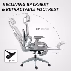 HOMCOM Ergonomic Office Chair Swivel Computer Chair with 3D Armrest Grey