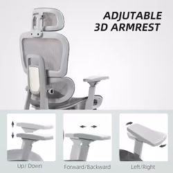 HOMCOM Ergonomic Office Chair Swivel Computer Chair with 3D Armrest Grey - Additional view 4