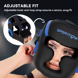 SPORTNOW Boxing Headguard w/ Adjustable Strap for Sparring, Kickboxing, Blue